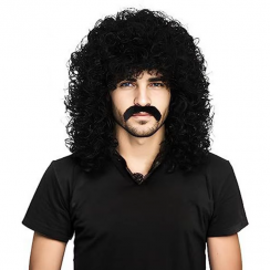 2 Pcs 80s Style Mens Fashionable Black Curly Wig