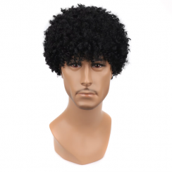 4 Pcs Afro Kinky Curly Mens High Temperature Fiber Wig