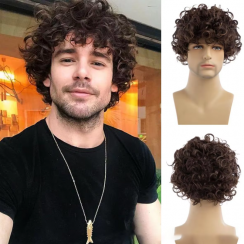 6 Pcs Brown Natural Wave Wigs For Men