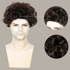 8 Pcs Synthetic Fiber Curly Wig for Men