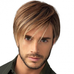 4 Pcs Mens Retro Casual Party Street High Temperature Wire Side Fringe Short Straight Hair Wigs