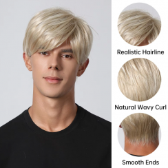 Short Straight Full Synthetic Wig for Men