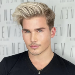 Mens Blonde Natural Hairline Remy Human Hair Wig