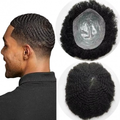 2 Pcs Thin Skin Base Afro Curl Toupee For Men