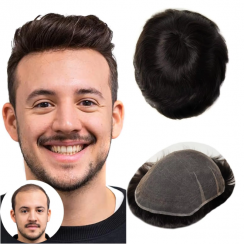 2 Pcs Full Lace Human Hair Toupees For Men