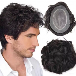 Natural Black Wave Mens Short Wig