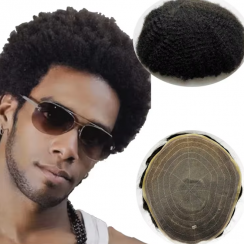 Afro Curl 4mm Thin Skin Base Human Hair Wigs