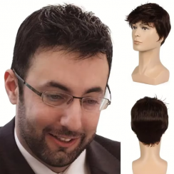 2 Pcs Fluffy Natural Layered Mens Wig