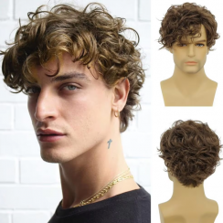 5 Pcs Daily Male Short Natural Kinky Curly Wigs